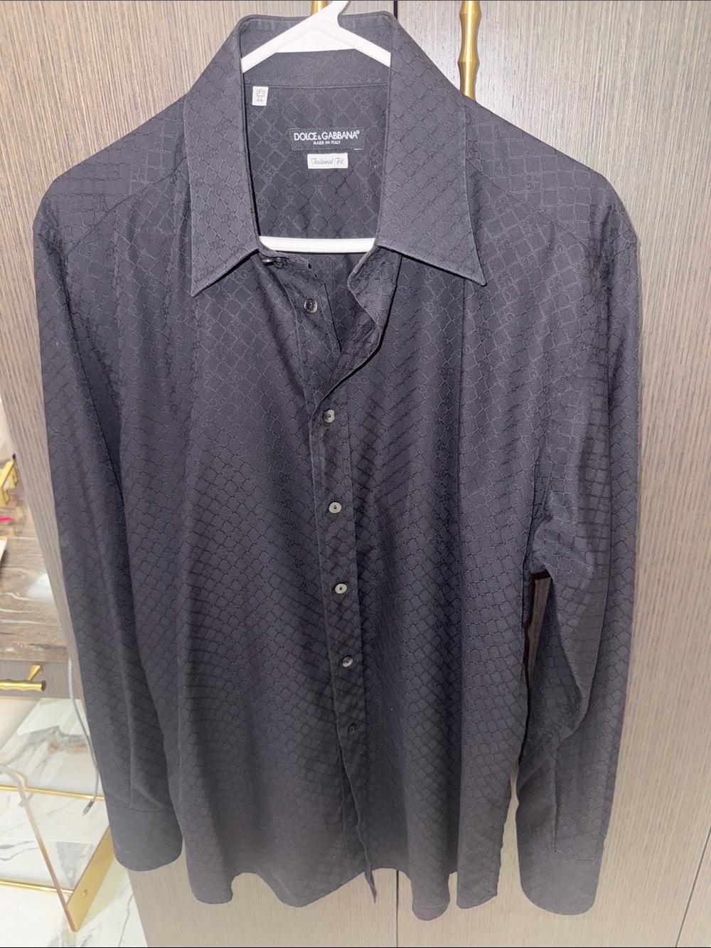 Dolce & Gabbana Black D&G Jacquard Textured Long-Sleeve Dress Shirt
